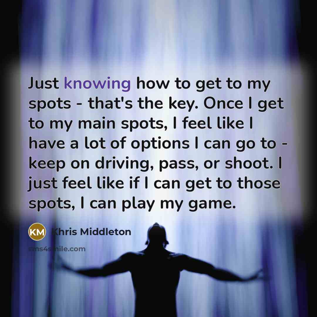 “Just knowing how to get to my spots - that's…” quote by Khris Middleton