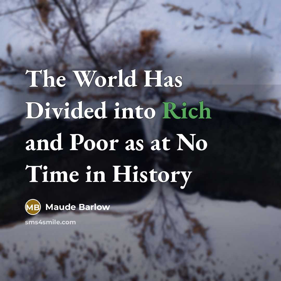 “The World Has Divided into Rich and Poor as at…” quote by Maude Barlow