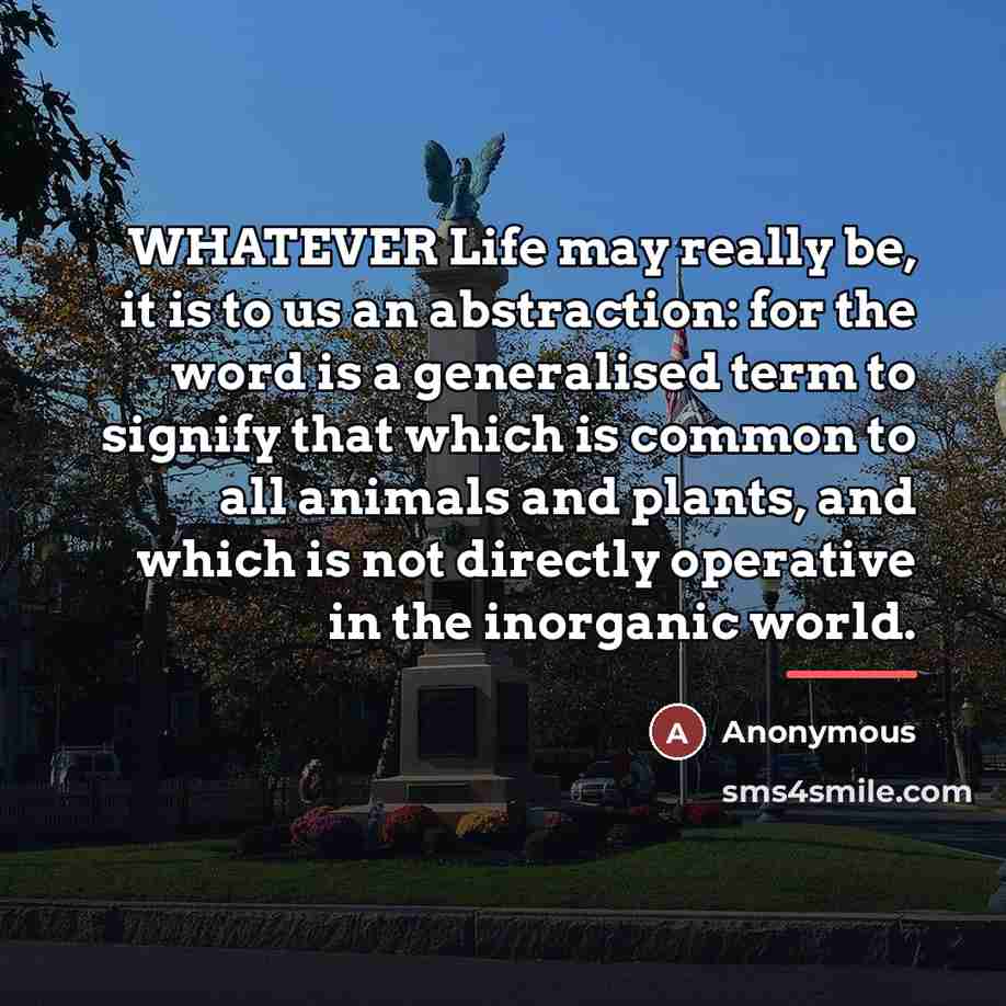 “WHATEVER Life may really be, it is to us an…” quote by Anonymous