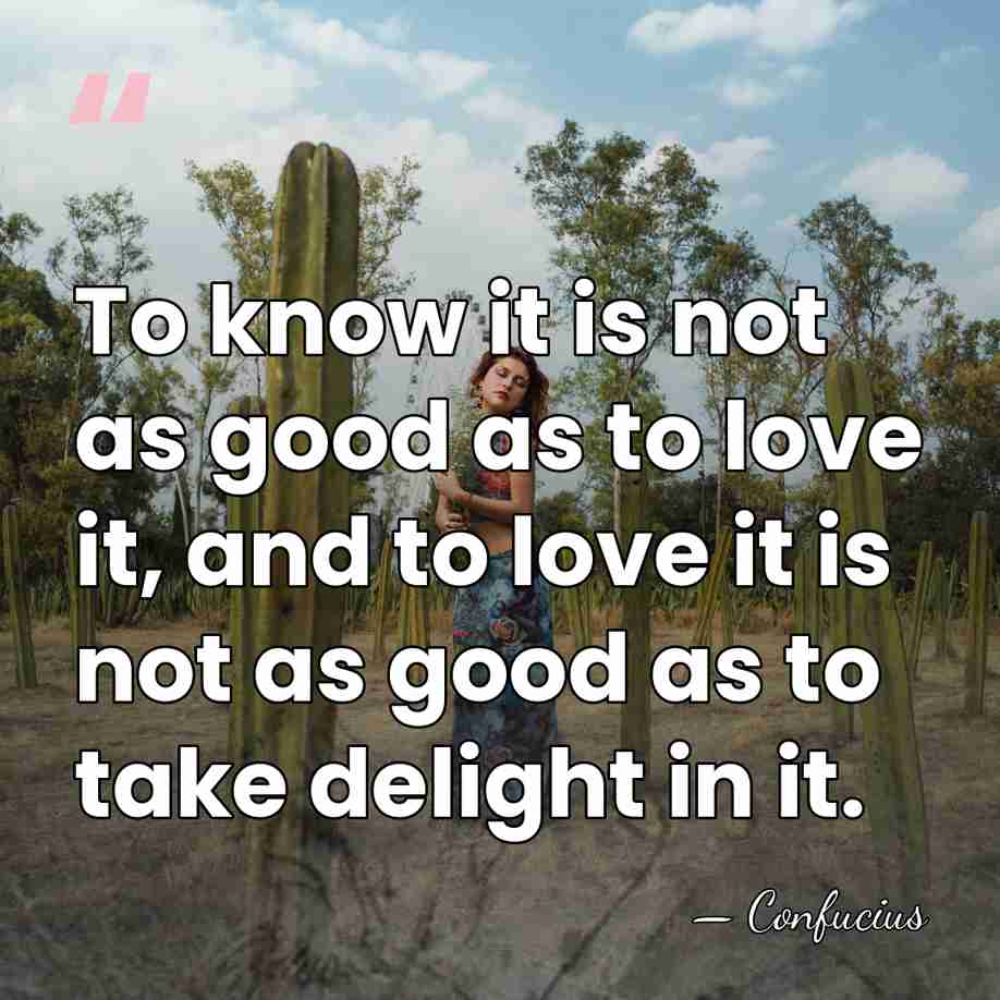 To know it is not as good as to love it, and&hellip; - Confucius