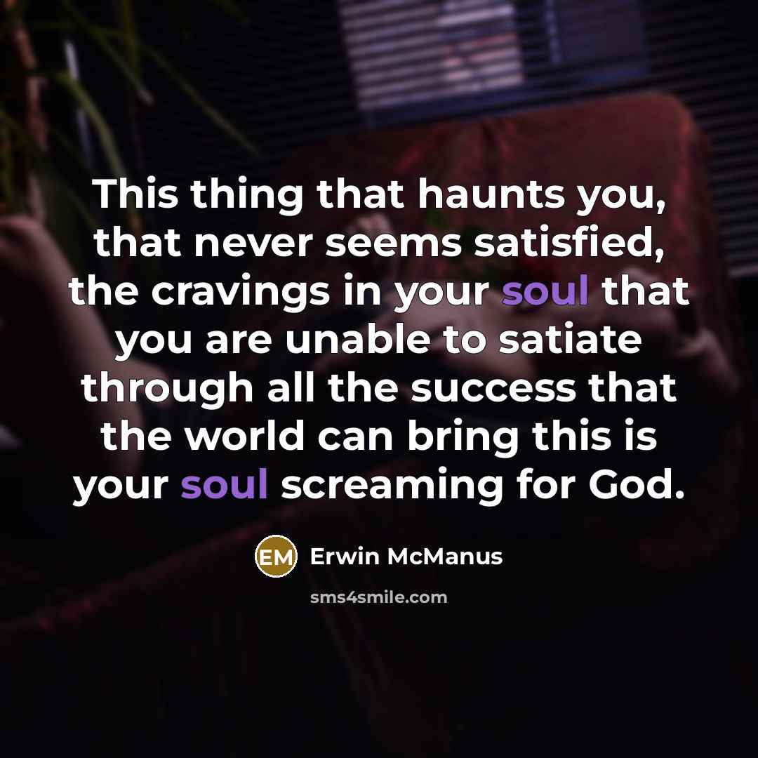 “This thing that haunts you, that never seems satisfied, the…” quote by Erwin McManus