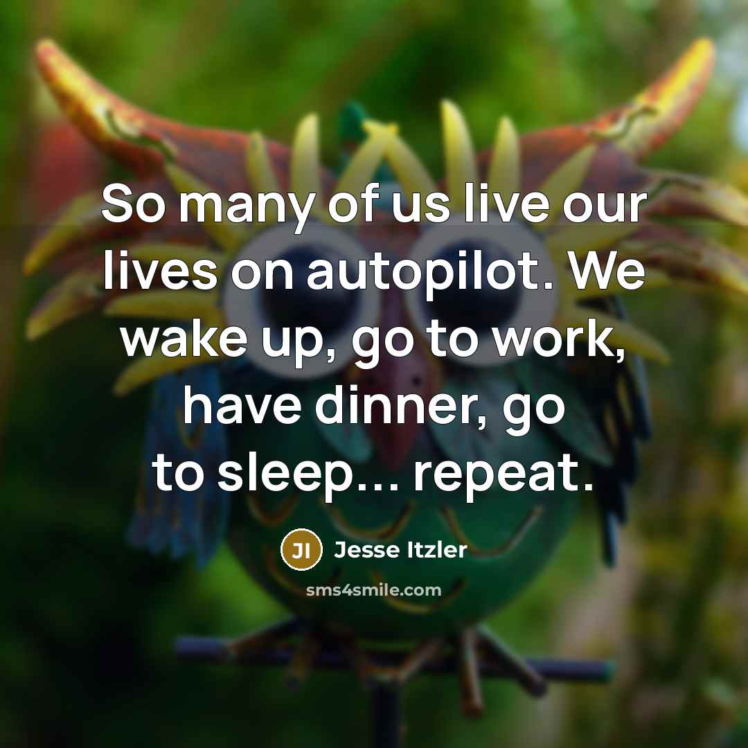 “So many of us live our lives on autopilot. We wake up, go to work, have dinner, go to sleep... repeat.” quote by Jesse Itzler