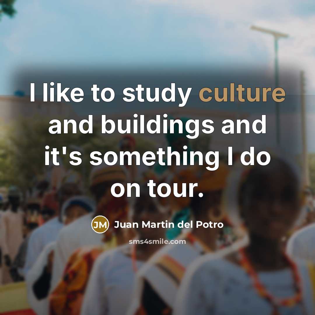 “I like to study culture and buildings and it's something…” quote by Juan Martin del Potro