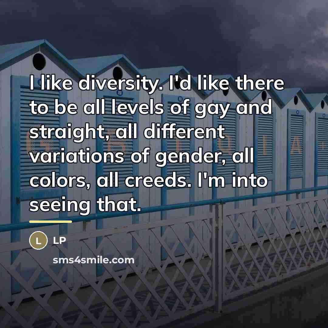 “I like diversity. I'd like there to be all levels…” quote by LP