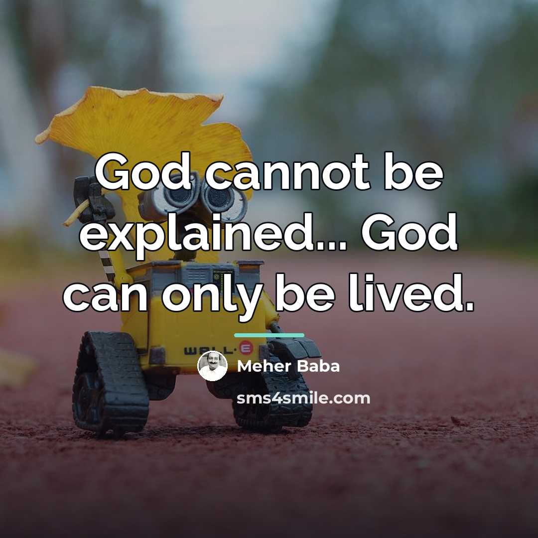 “God cannot be explained... God can only be lived.…” quote by Meher Baba