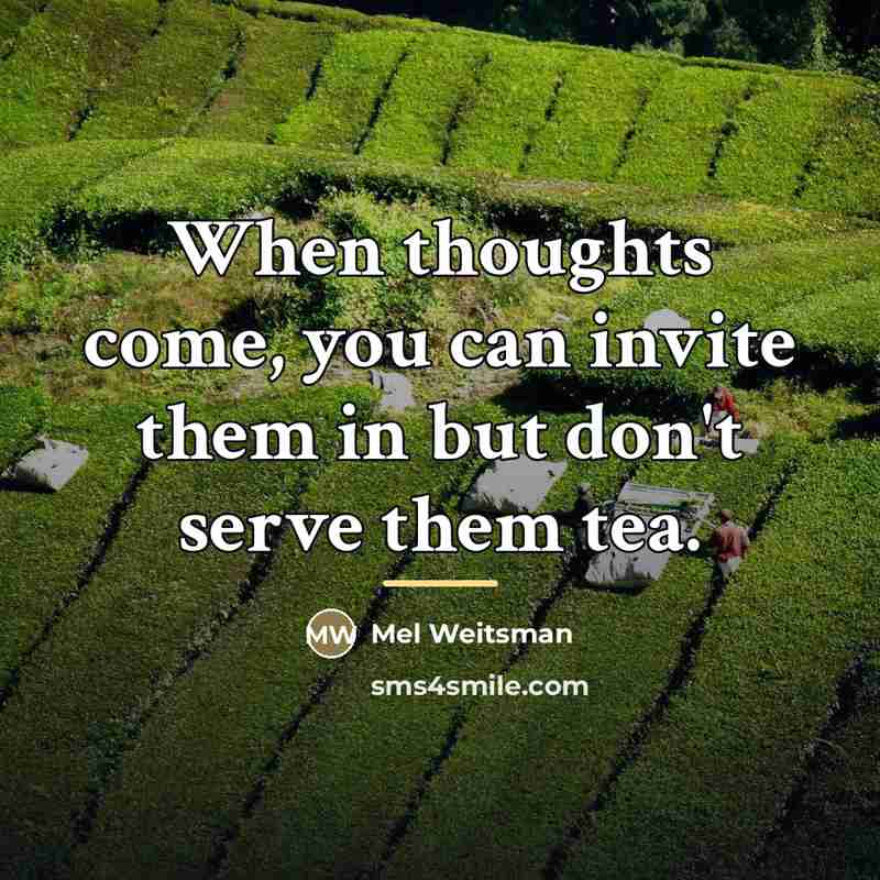 “When thoughts come, you can invite them in but don't…” quote by Mel Weitsman