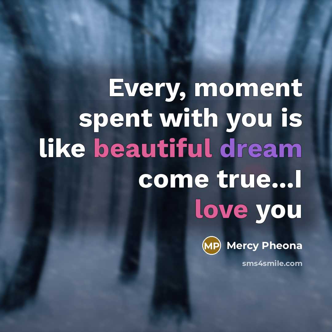 “Every, moment spent with you is like beautiful dream come true...I love you” quote by Mercy Pheona