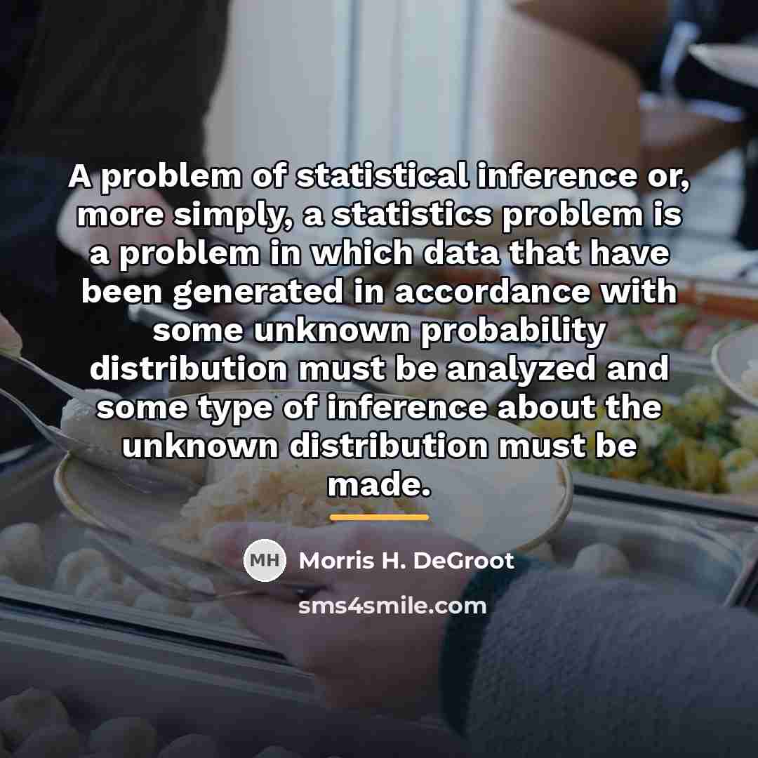 “A problem of statistical inference or, more simply, a statistics…” quote by Morris H. DeGroot