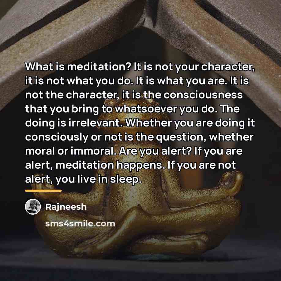 “What is meditation? It is not your character, it is…” quote by Rajneesh