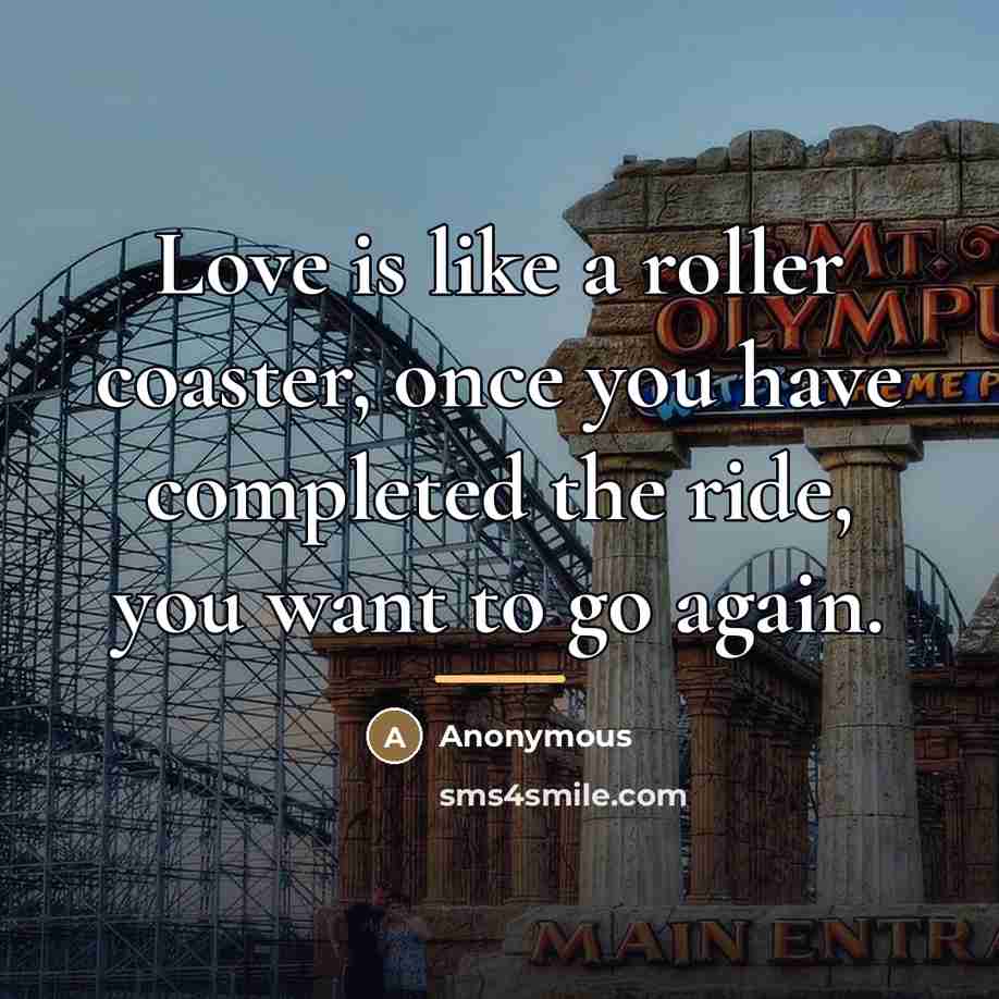 “Love is like a roller coaster, once you have completed…” quote by Anonymous