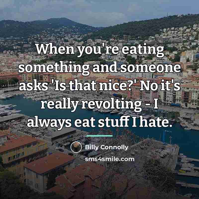 “When you're eating something and someone asks 'Is that nice?'…” quote by Billy Connolly