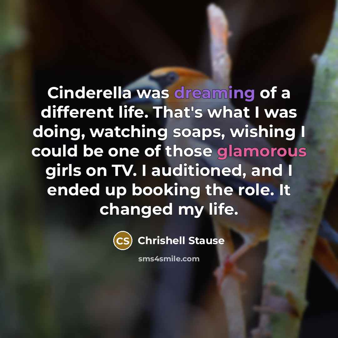 “Cinderella was dreaming of a different life. That's what I was doing, watching soaps, wishing I could be one of those glamorous girls on TV. I auditioned, and I ended up booking the role. It changed my life.” quote by Chrishell Stause