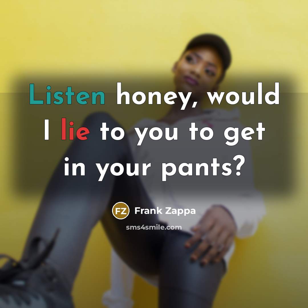 “Listen honey, would I lie to you to get in…” quote by Frank Zappa