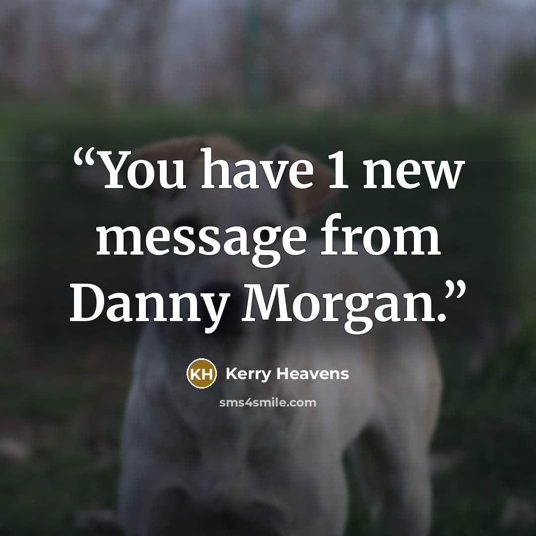 “You have 1 new message from Danny Morgan.” quote by Kerry Heavens