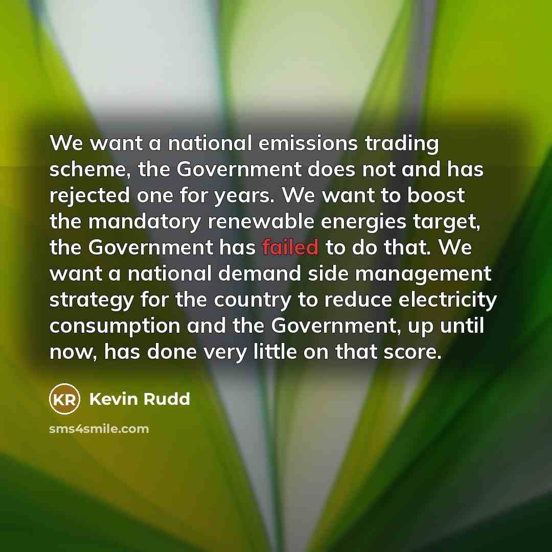 “We want a national emissions trading scheme, the Government does…” quote by Kevin Rudd