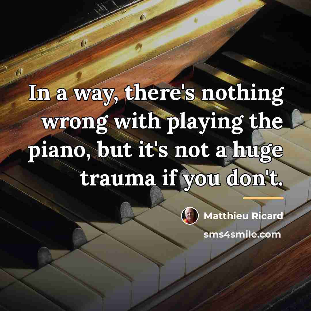 “In a way, there's nothing wrong with playing the piano,…” quote by Matthieu Ricard