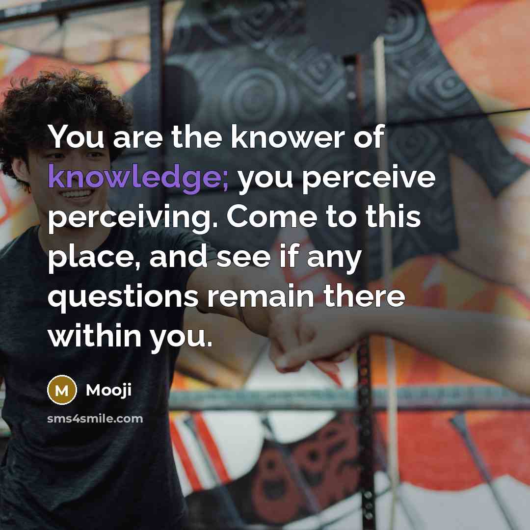 “You are the knower of knowledge; you perceive perceiving. Come…” quote by Mooji