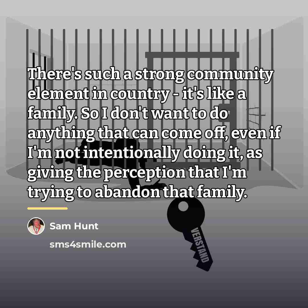“There's such a strong community element in country - it's…” quote by Sam Hunt