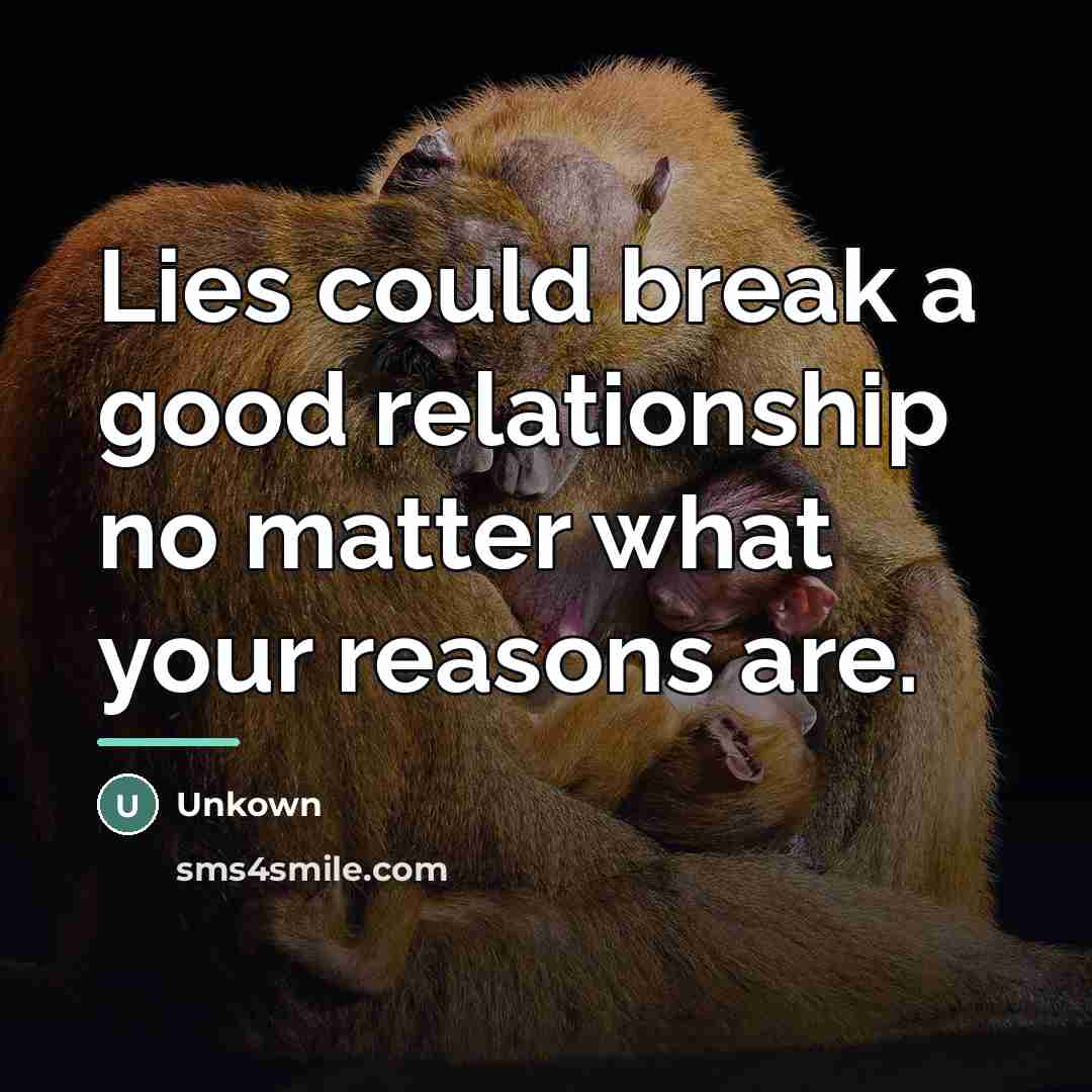 “Lies could break a good relationship no matter what your…” quote by Unkown