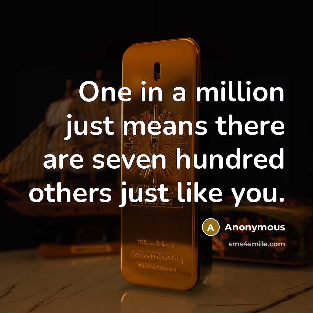“One in a million just means there are seven hundred…” quote by Anonymous