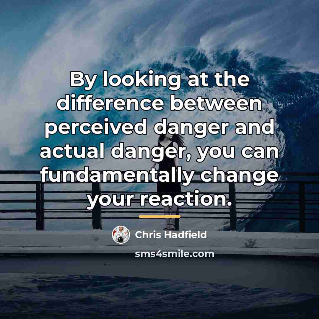 “By looking at the difference between perceived danger and actual…” quote by Chris Hadfield