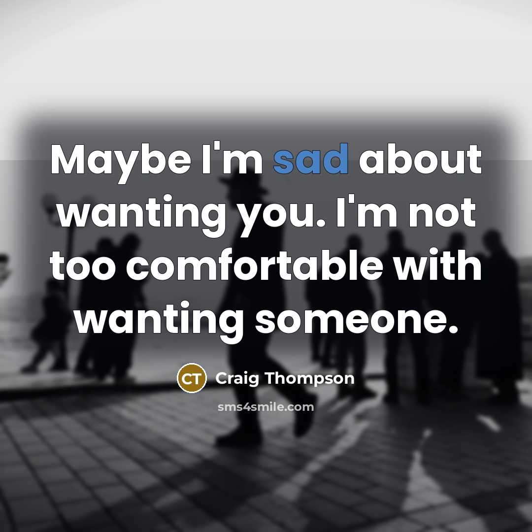 “Maybe I'm sad about wanting you. I'm not too comfortable…” quote by Craig Thompson