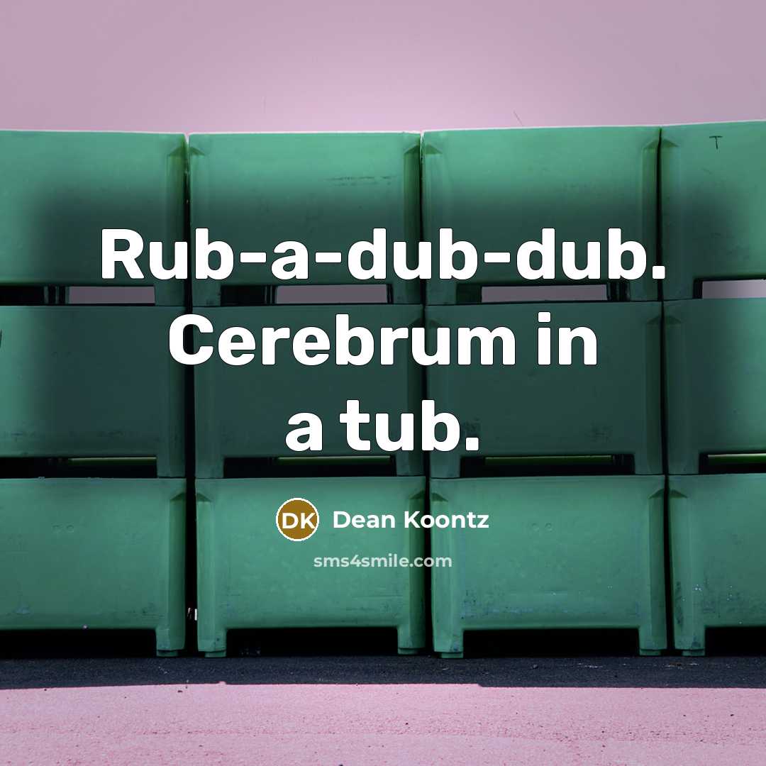 “Rub-a-dub-dub. Cerebrum in a tub.…” quote by Dean Koontz