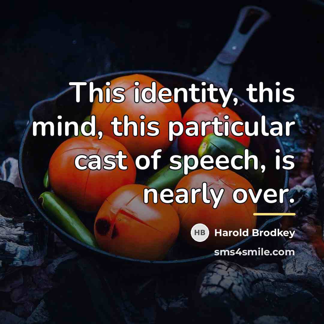 “This identity, this mind, this particular cast of speech, is…” quote by Harold Brodkey