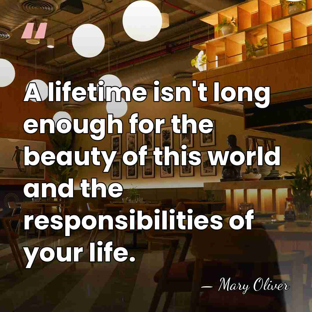 A lifetime isn't long enough for the beauty of this world and&hellip; - Mary Oliver