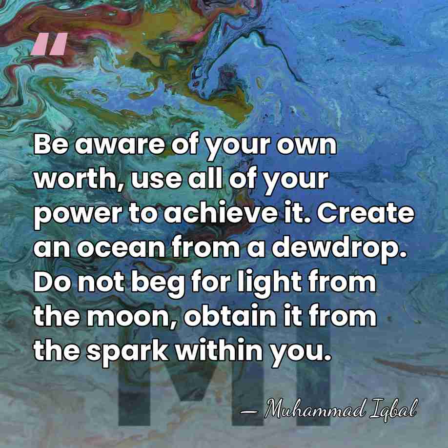 Be aware of your own worth, use all of your power to&hellip; - Muhammad Iqbal