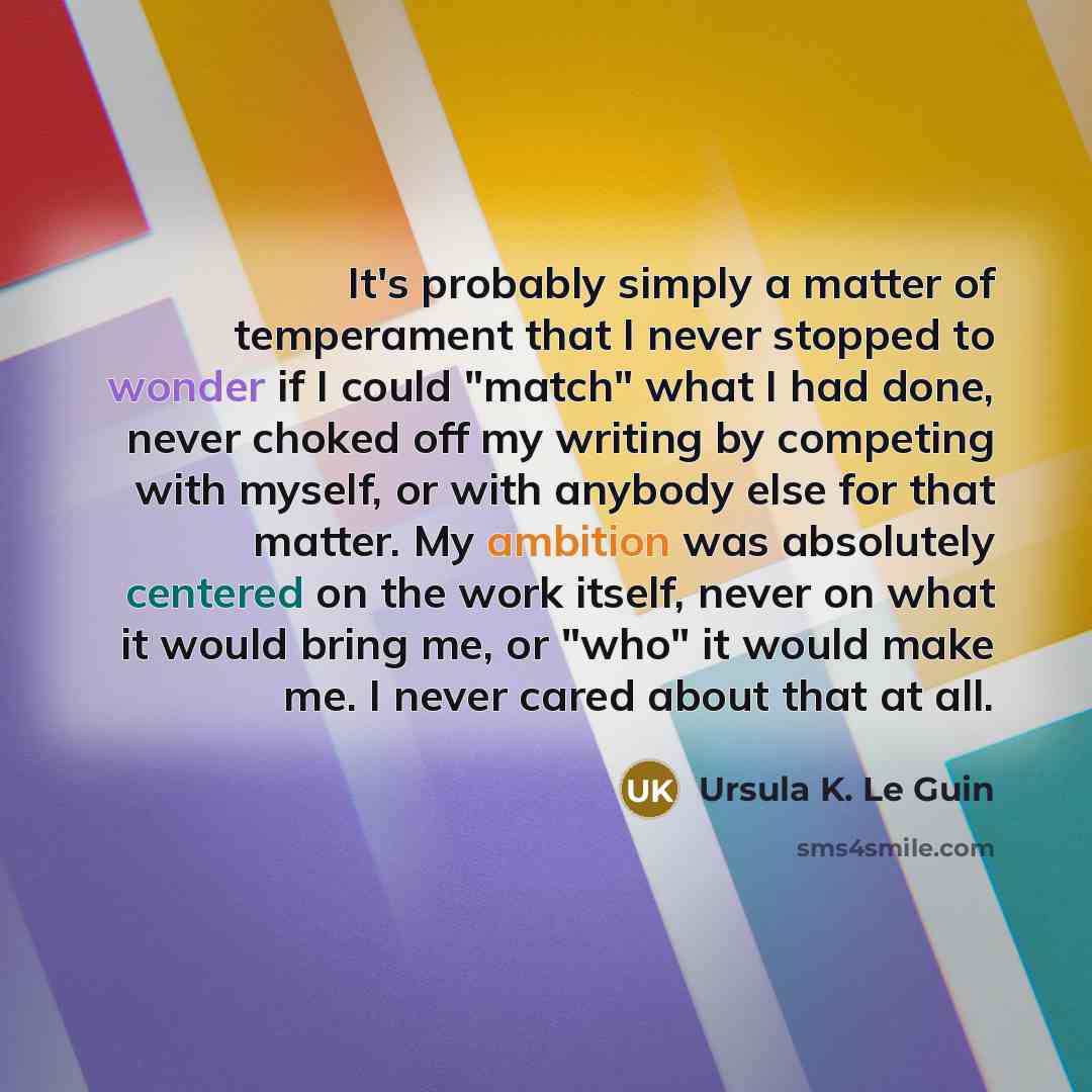 “It's probably simply a matter of temperament that I never…” quote by Ursula K. Le Guin