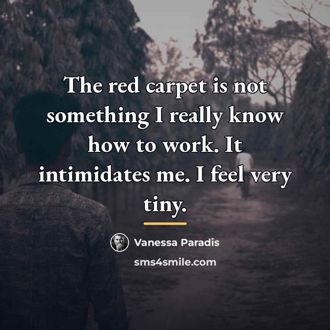 “The red carpet is not something I really know how…” quote by Vanessa Paradis