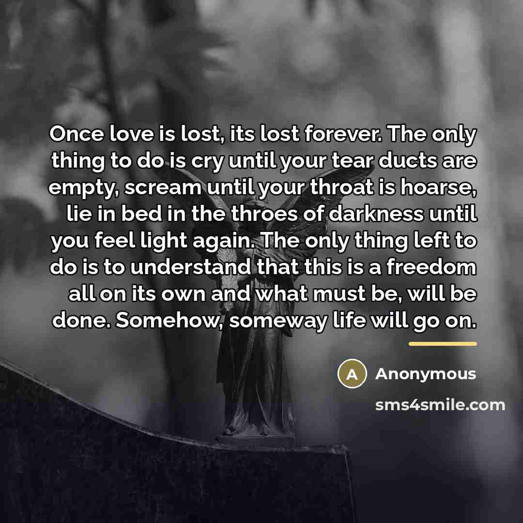 “Once love is lost, its lost forever. The only thing…” quote by Anonymous