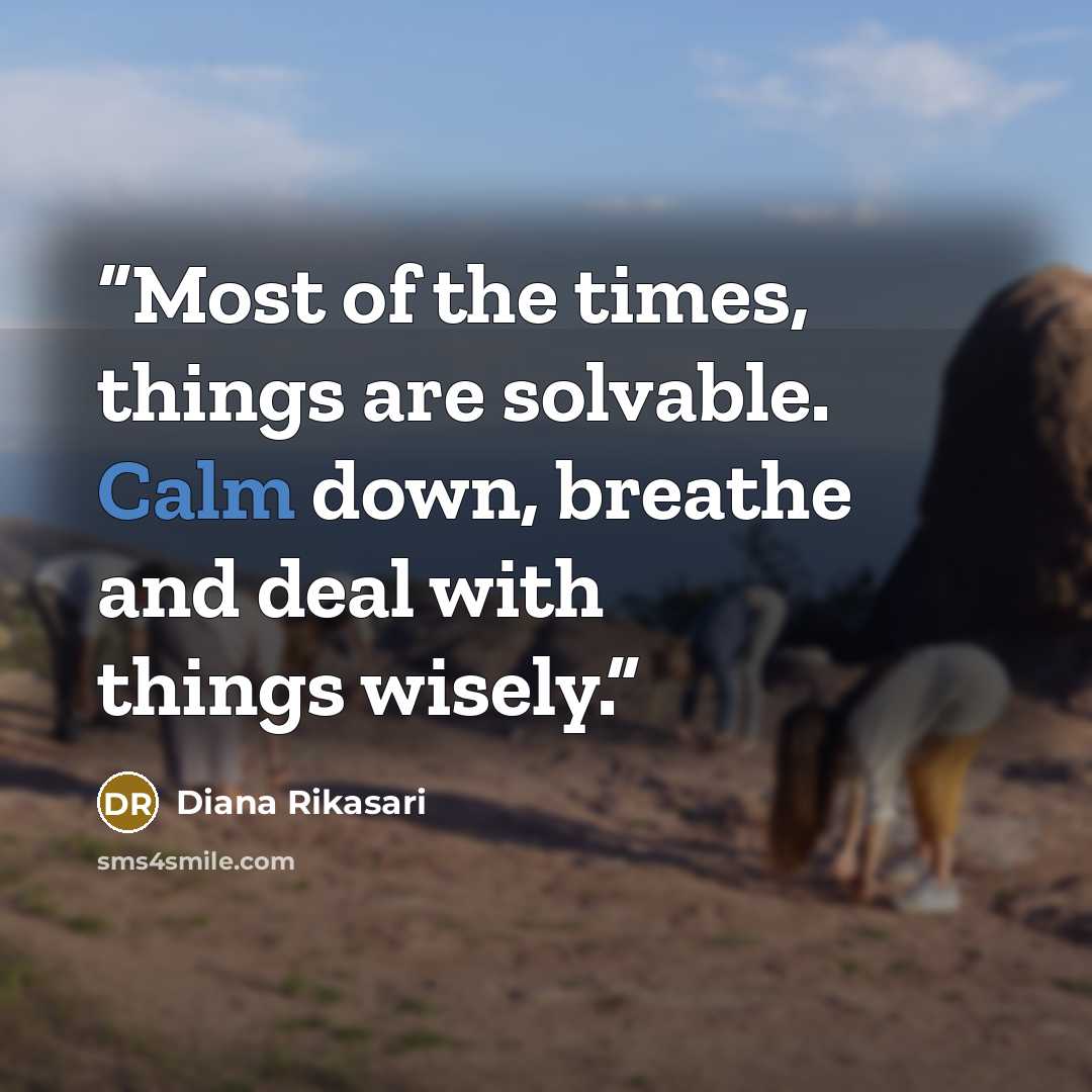 “Most of the times, things are solvable. Calm down, breathe and deal with things wisely.” quote by Diana Rikasari