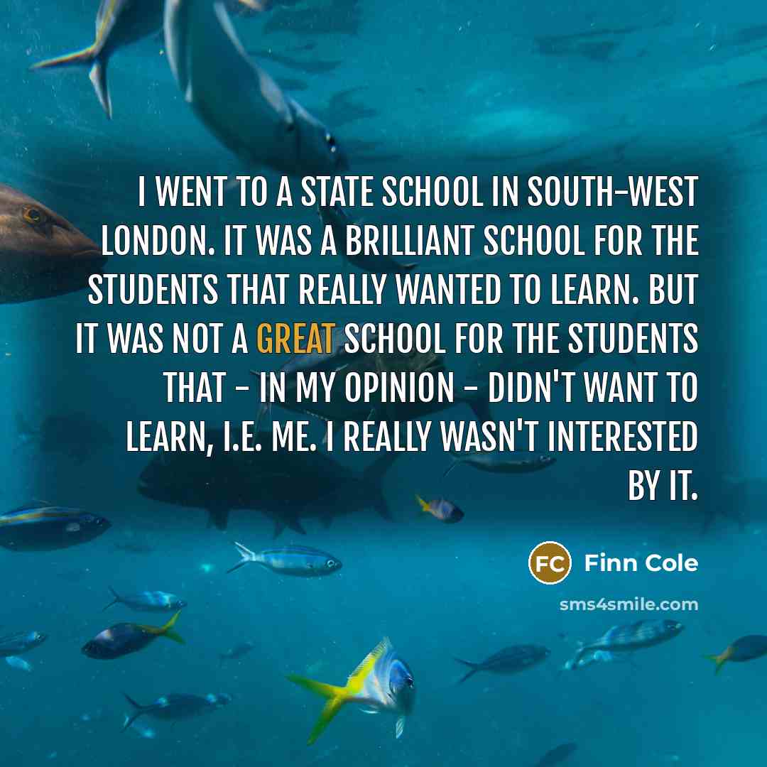 “I went to a state school in south-west London. It…” quote by Finn Cole