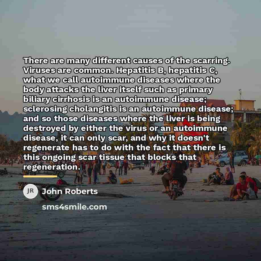 “There are many different causes of the scarring. Viruses are…” quote by John Roberts
