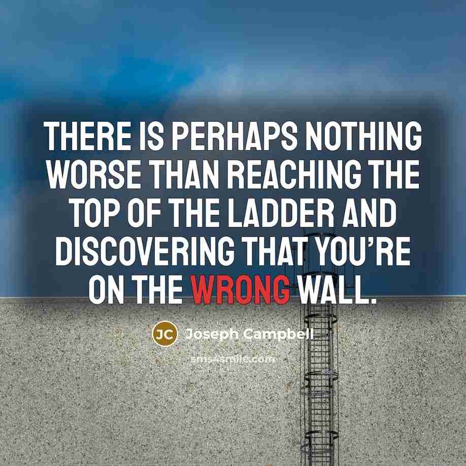 “There is perhaps nothing worse than reaching the top of…” quote by Joseph Campbell