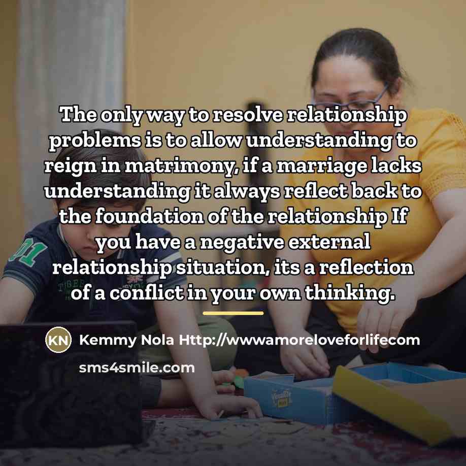“The only way to resolve relationship problems is to allow…” quote by Kemmy Nola Http://wwwamoreloveforlifecom