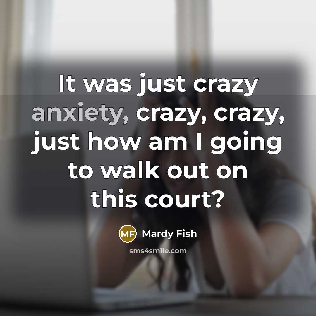 “It was just crazy anxiety, crazy, crazy, just how am…” quote by Mardy Fish
