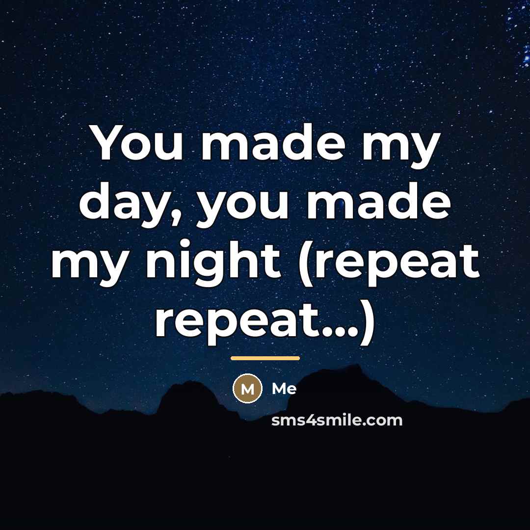 “You made my day, you made my night (repeat repeat...)…” quote by Me