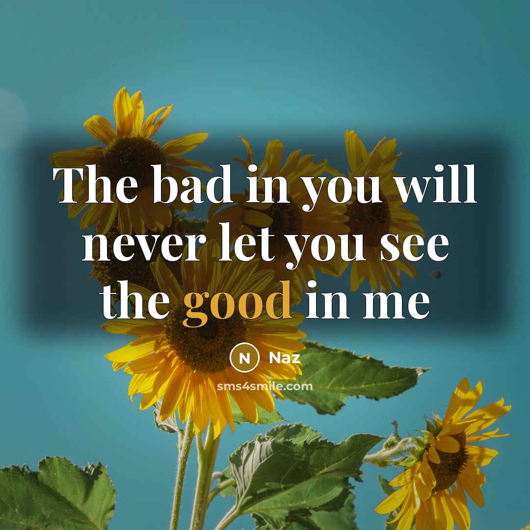 “The bad in you will never let you see the good in me” quote by Naz