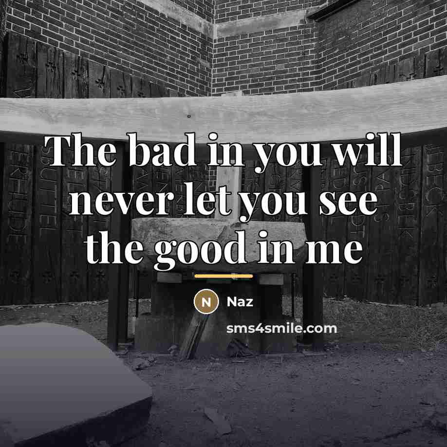 “The bad in you will never let you see the…” quote by Naz