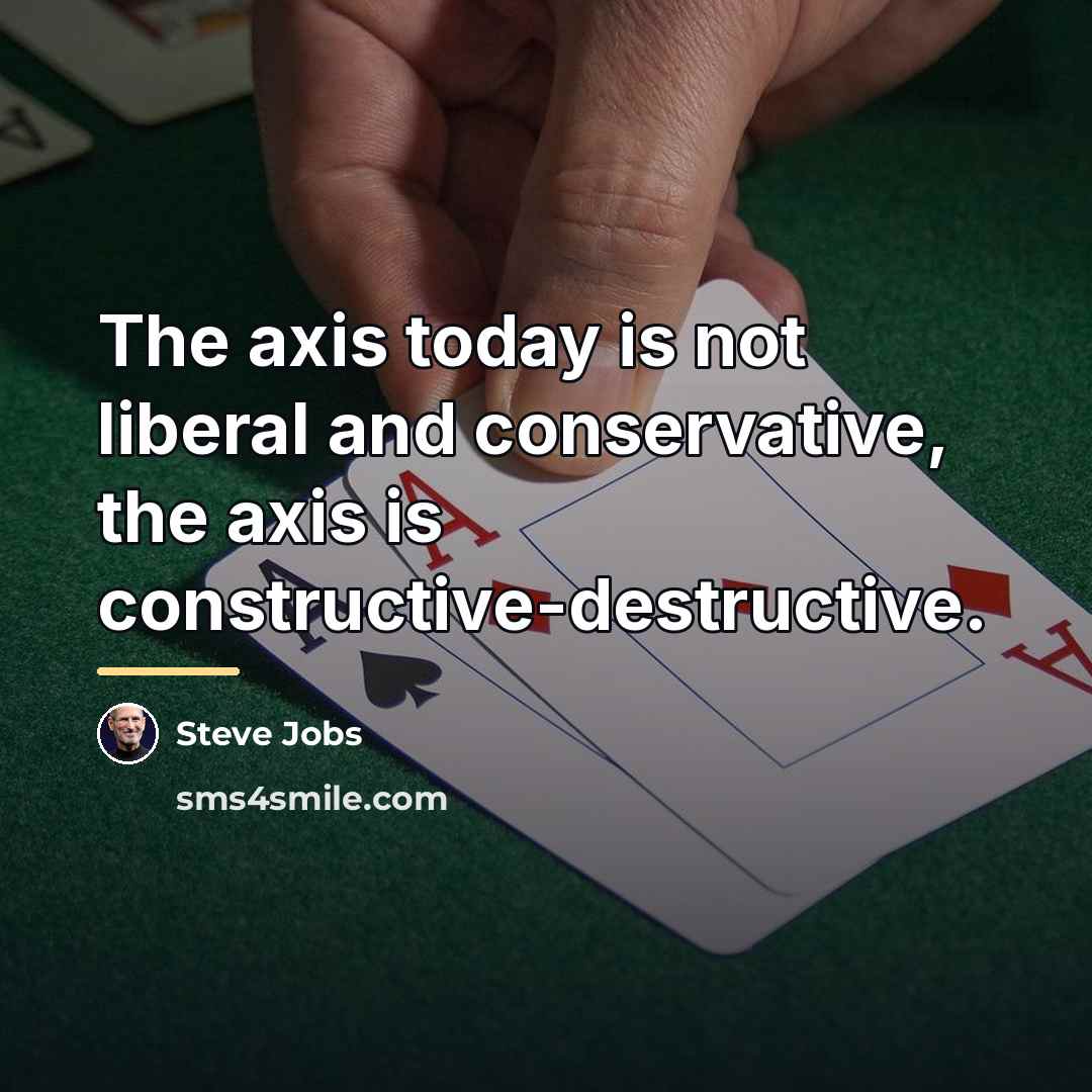 “The axis today is not liberal and conservative, the axis…” quote by Steve Jobs