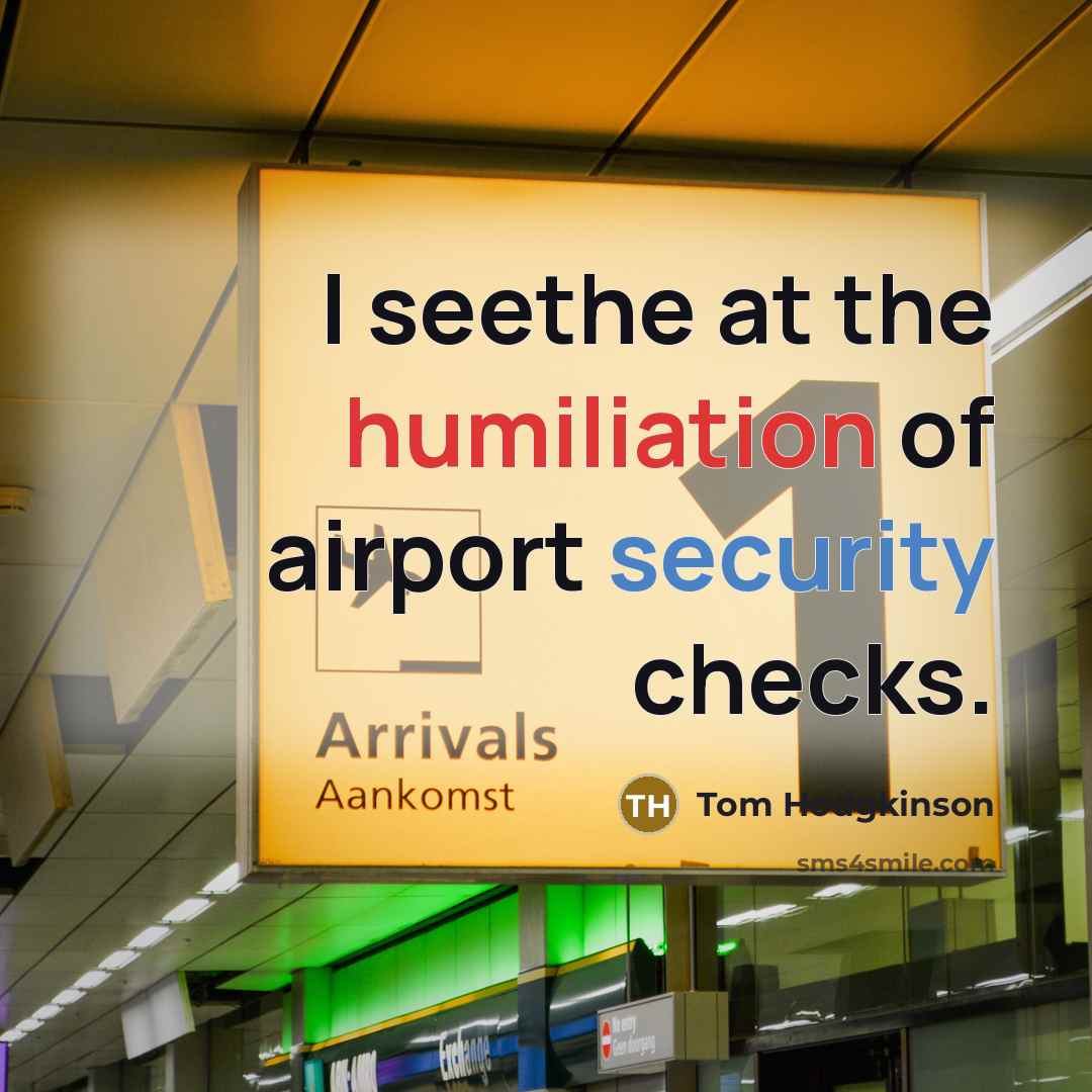 “I seethe at the humiliation of airport security checks.…” quote by Tom Hodgkinson