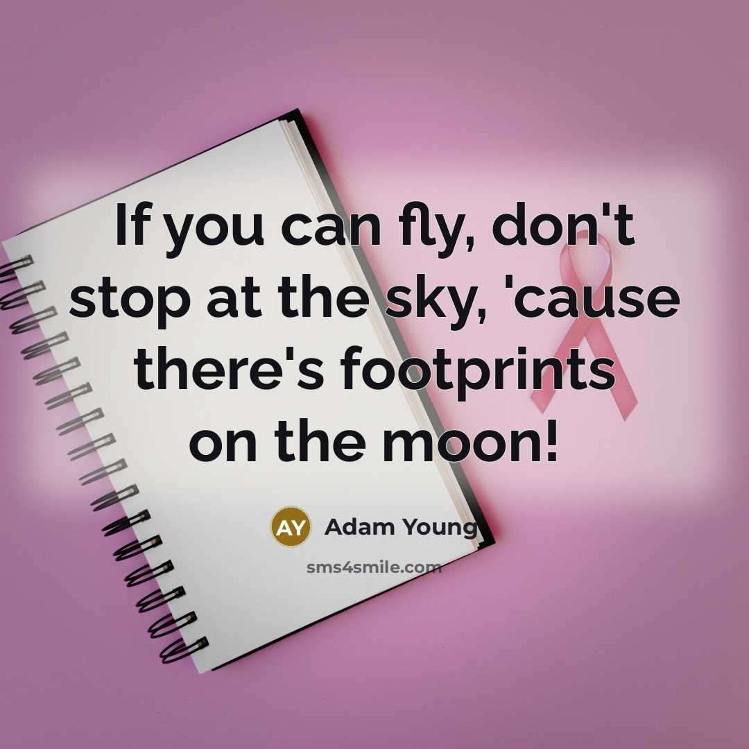 “If you can fly, don't stop at the sky, 'cause…” quote by Adam Young