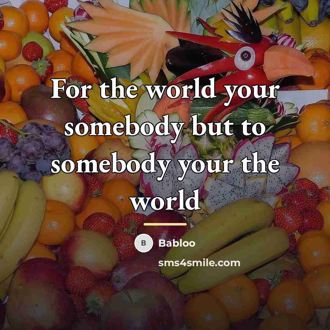 “For the world your somebody but to somebody your the…” quote by Babloo