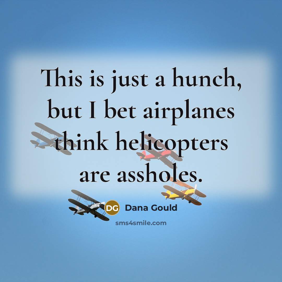 “This is just a hunch, but I bet airplanes think…” quote by Dana Gould