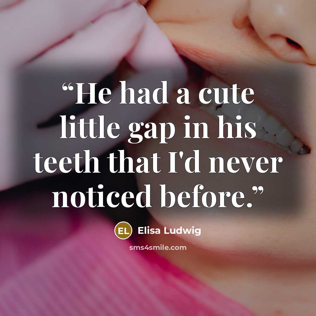 “He had a cute little gap in his teeth that I'd never noticed before.” quote by Elisa Ludwig