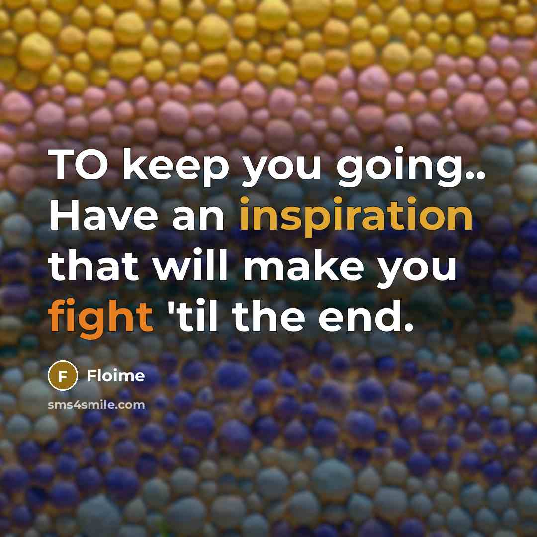 “TO keep you going.. Have an inspiration that will make you fight 'til the end.” quote by Floime