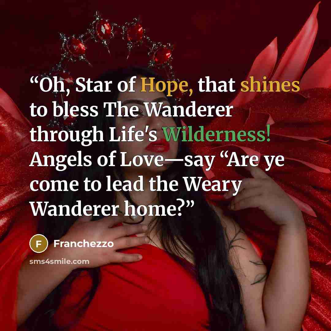 “Oh, Star of Hope, that shines to bless The Wanderer through Life's Wilderness! Angels of Love—say “Are ye come to lead the Weary Wanderer home?” quote by Franchezzo